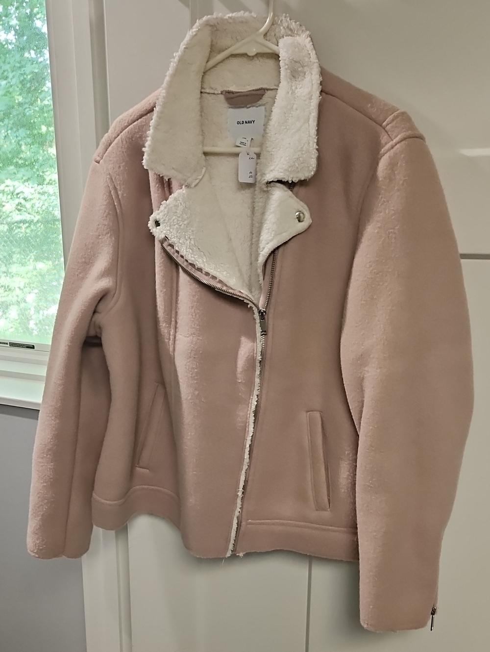 Old Navy Dusty Pink Sherpa-Lined Moto Jacket